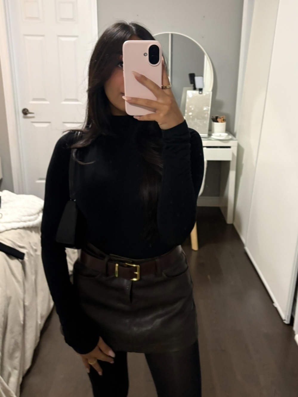 Garage Brown Brynn Faux Leather Mini Skirt | XXS